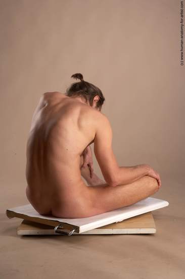 Nude Man White Sitting poses - simple Slim Short Brown Sitting poses - ALL Realistic