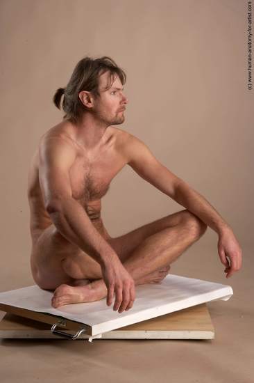 Nude Man White Sitting poses - simple Slim Short Brown Sitting poses - ALL Realistic