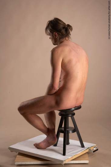 Nude Man White Sitting poses - simple Slim Short Brown Sitting poses - ALL Realistic