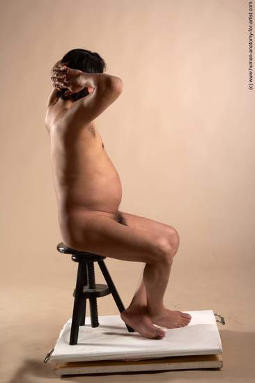 Nude Man Another Sitting poses - simple Chubby Short Black Sitting poses - ALL Realistic