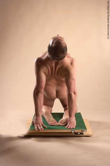 Nude Man White Kneeling poses - ALL Average Short Brown Kneeling poses - on both knees Realistic