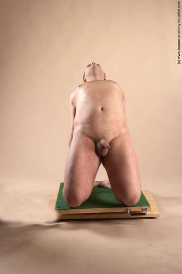 Nude Man White Kneeling poses - ALL Average Short Brown Kneeling poses - on both knees Realistic