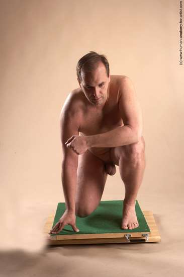 Nude Man White Kneeling poses - ALL Average Short Brown Kneeling poses - on one knee Realistic