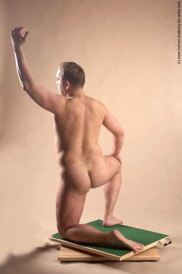 Nude Man White Kneeling poses - ALL Average Short Brown Kneeling poses - on one knee Realistic