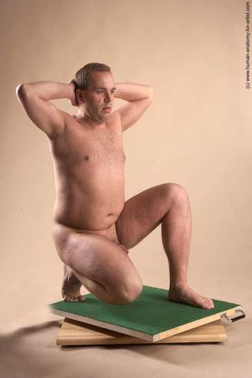 Nude Man White Kneeling poses - ALL Average Short Brown Kneeling poses - on one knee Realistic