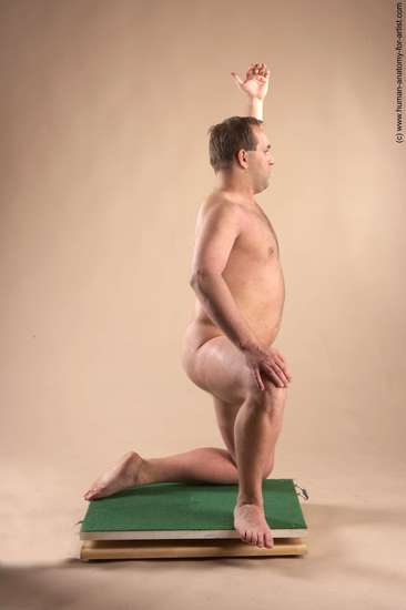 Nude Man White Kneeling poses - ALL Average Short Brown Kneeling poses - on one knee Realistic