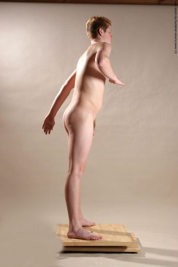 Nude Man White Standing poses - ALL Slim Short Red Standing poses - simple Realistic