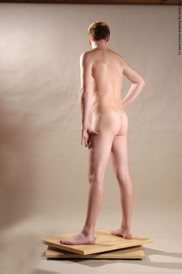 Nude Man White Standing poses - ALL Slim Short Red Standing poses - simple Realistic