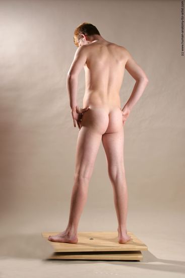 Nude Man White Standing poses - ALL Slim Short Red Standing poses - simple Realistic