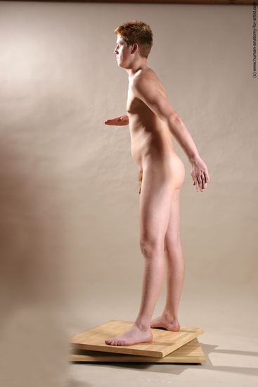 Nude Man White Standing poses - ALL Slim Short Red Standing poses - simple Realistic