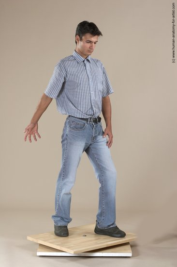 Casual Man White Moving poses Slim Short Black Academic