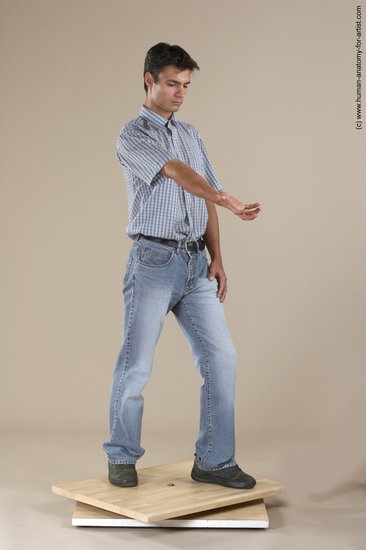 Casual Man White Moving poses Slim Short Black Academic