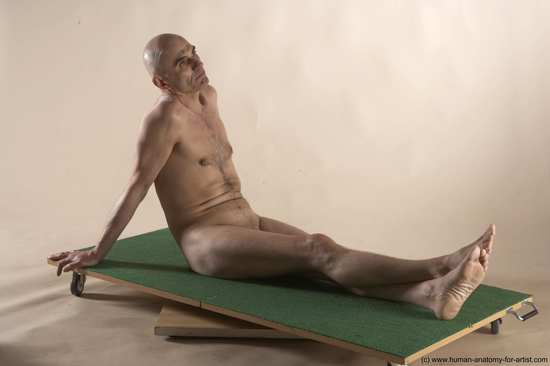 Nude Man White Sitting poses - simple Slim Bald Sitting poses - ALL Realistic