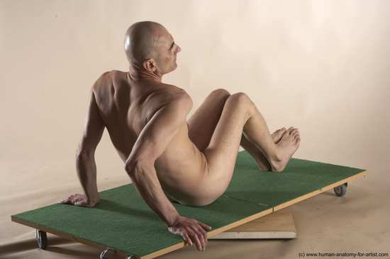 Nude Man White Sitting poses - simple Slim Bald Sitting poses - ALL Realistic