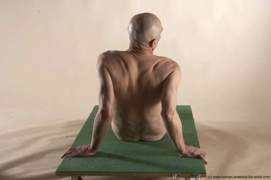 Nude Man White Sitting poses - simple Slim Bald Sitting poses - ALL Realistic