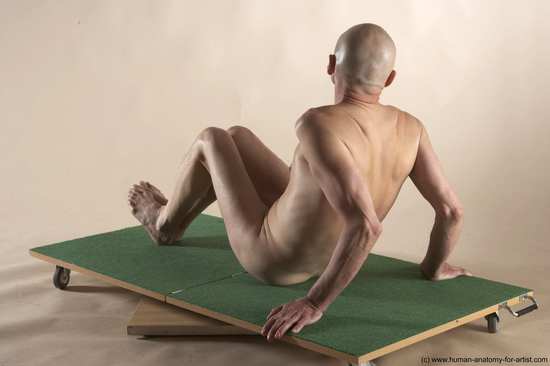 Nude Man White Sitting poses - simple Slim Bald Sitting poses - ALL Realistic