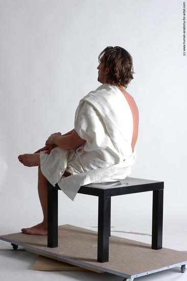 Drape Man White Kneeling poses - ALL Slim Short Brown Kneeling poses - on both knees Academic