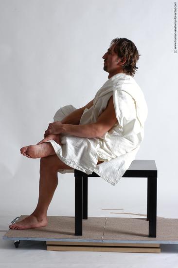 Drape Man White Kneeling poses - ALL Slim Short Brown Kneeling poses - on both knees Academic