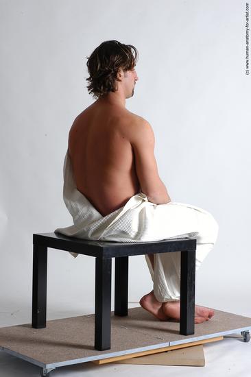 Drape Man White Kneeling poses - ALL Slim Short Brown Kneeling poses - on both knees Academic