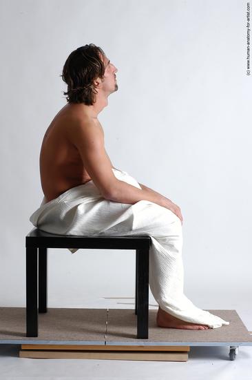 Drape Man White Kneeling poses - ALL Slim Short Brown Kneeling poses - on both knees Academic