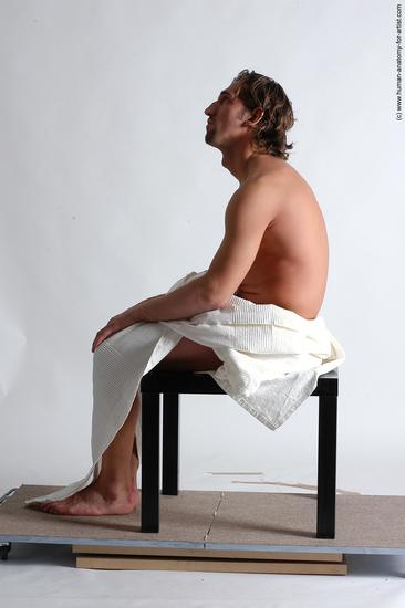 Drape Man White Kneeling poses - ALL Slim Short Brown Kneeling poses - on both knees Academic