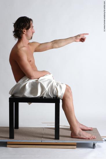 Drape Man White Kneeling poses - ALL Slim Short Brown Kneeling poses - on both knees Academic