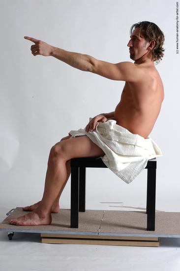 Drape Man White Kneeling poses - ALL Slim Short Brown Kneeling poses - on both knees Academic