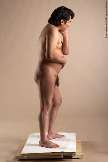 Nude Man Another Standing poses - ALL Chubby Short Black Standing poses - simple Realistic