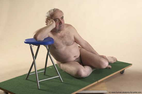 Nude Man White Sitting poses - simple Average Bald Grey Sitting poses - ALL Realistic