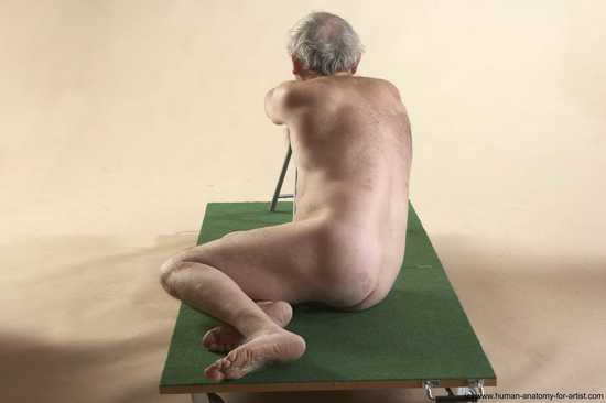 Nude Man White Sitting poses - simple Average Bald Grey Sitting poses - ALL Realistic