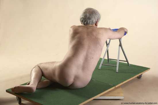 Nude Man White Sitting poses - simple Average Bald Grey Sitting poses - ALL Realistic