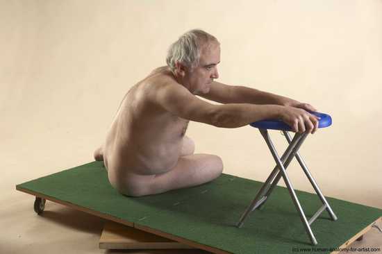 Nude Man White Sitting poses - simple Average Bald Grey Sitting poses - ALL Realistic