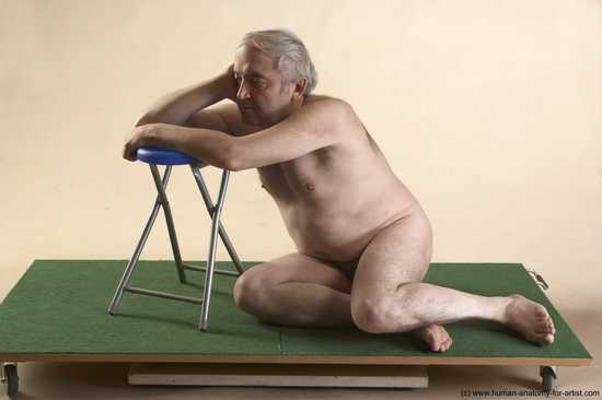 Nude Man White Sitting poses - simple Average Bald Grey Sitting poses - ALL Realistic