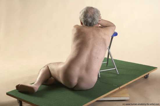 Nude Man White Sitting poses - simple Average Bald Grey Sitting poses - ALL Realistic