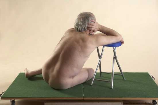 Nude Man White Sitting poses - simple Average Bald Grey Sitting poses - ALL Realistic