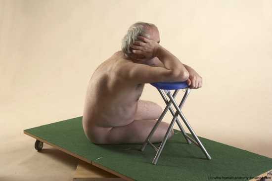 Nude Man White Sitting poses - simple Average Bald Grey Sitting poses - ALL Realistic