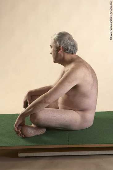 Nude Man White Sitting poses - simple Average Bald Grey Sitting poses - ALL Realistic