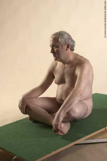 Nude Man White Sitting poses - simple Average Bald Grey Sitting poses - ALL Realistic