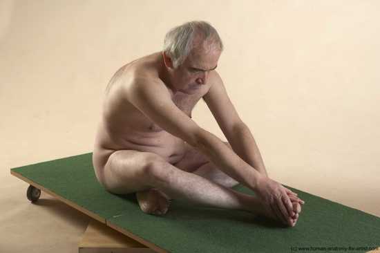 Nude Man White Sitting poses - simple Average Bald Grey Sitting poses - ALL Realistic