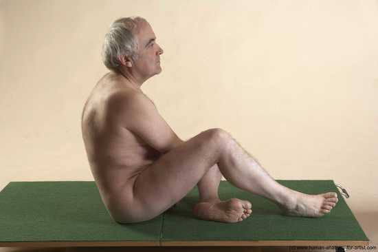 Nude Man White Sitting poses - simple Average Bald Grey Sitting poses - ALL Realistic