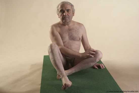 Nude Man White Sitting poses - simple Average Bald Grey Sitting poses - ALL Realistic