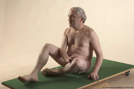 Nude Man White Sitting poses - simple Average Bald Grey Sitting poses - ALL Realistic