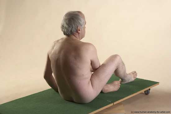 Nude Man White Sitting poses - simple Average Bald Grey Sitting poses - ALL Realistic