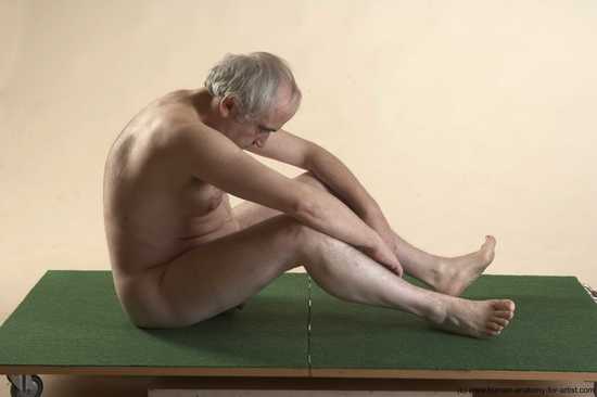 Nude Man White Sitting poses - simple Average Bald Grey Sitting poses - ALL Realistic