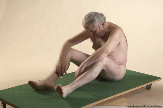 Nude Man White Sitting poses - simple Average Bald Grey Sitting poses - ALL Realistic