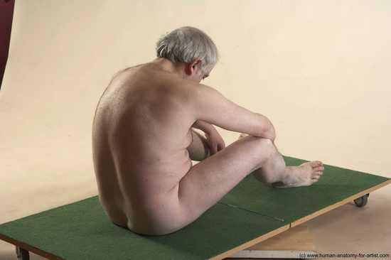 Nude Man White Sitting poses - simple Average Bald Grey Sitting poses - ALL Realistic