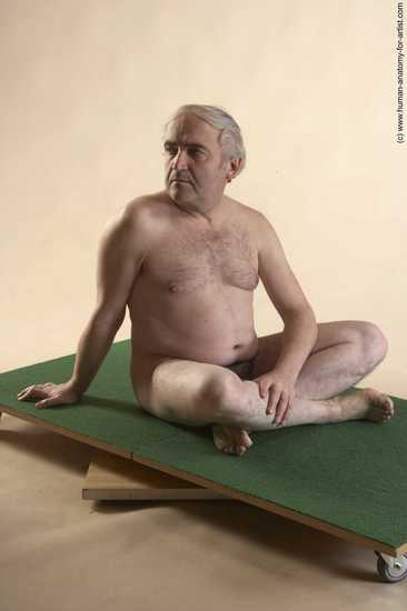 Nude Man White Sitting poses - simple Average Bald Grey Sitting poses - ALL Realistic