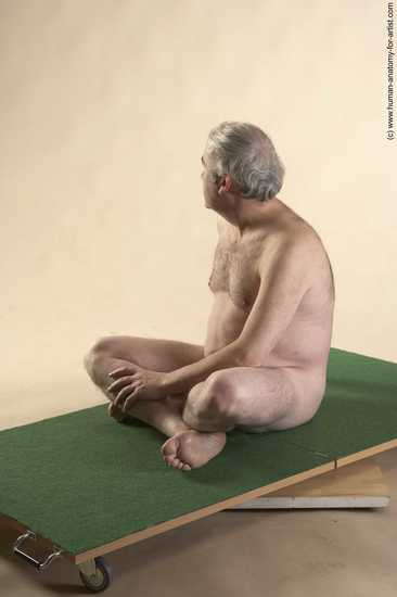 Nude Man White Sitting poses - simple Average Bald Grey Sitting poses - ALL Realistic