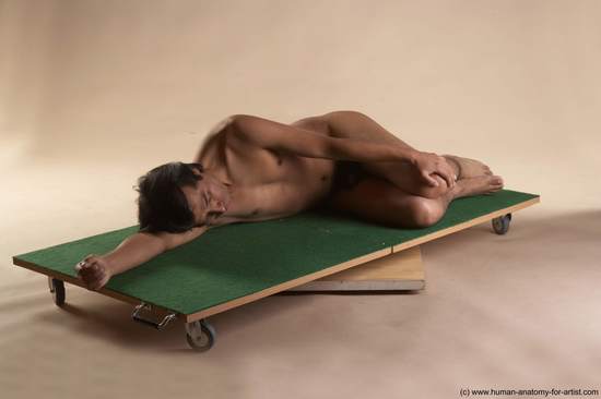 Nude Man Another Laying poses - ALL Slim Medium Laying poses - on side Black Realistic