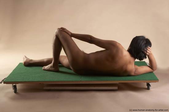 Nude Man Another Laying poses - ALL Slim Medium Laying poses - on side Black Realistic